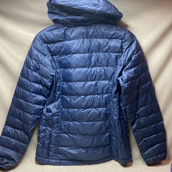 Heatk weatherproof packable down coat with detachable hood blue size medium - Picture 4 of 4